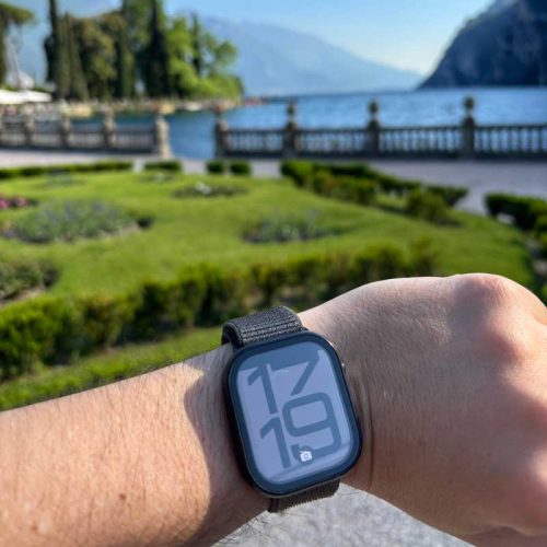 Checking the location, light and timing while planning a surprise marriage proposal in Riva del Garda on Lake Garda.